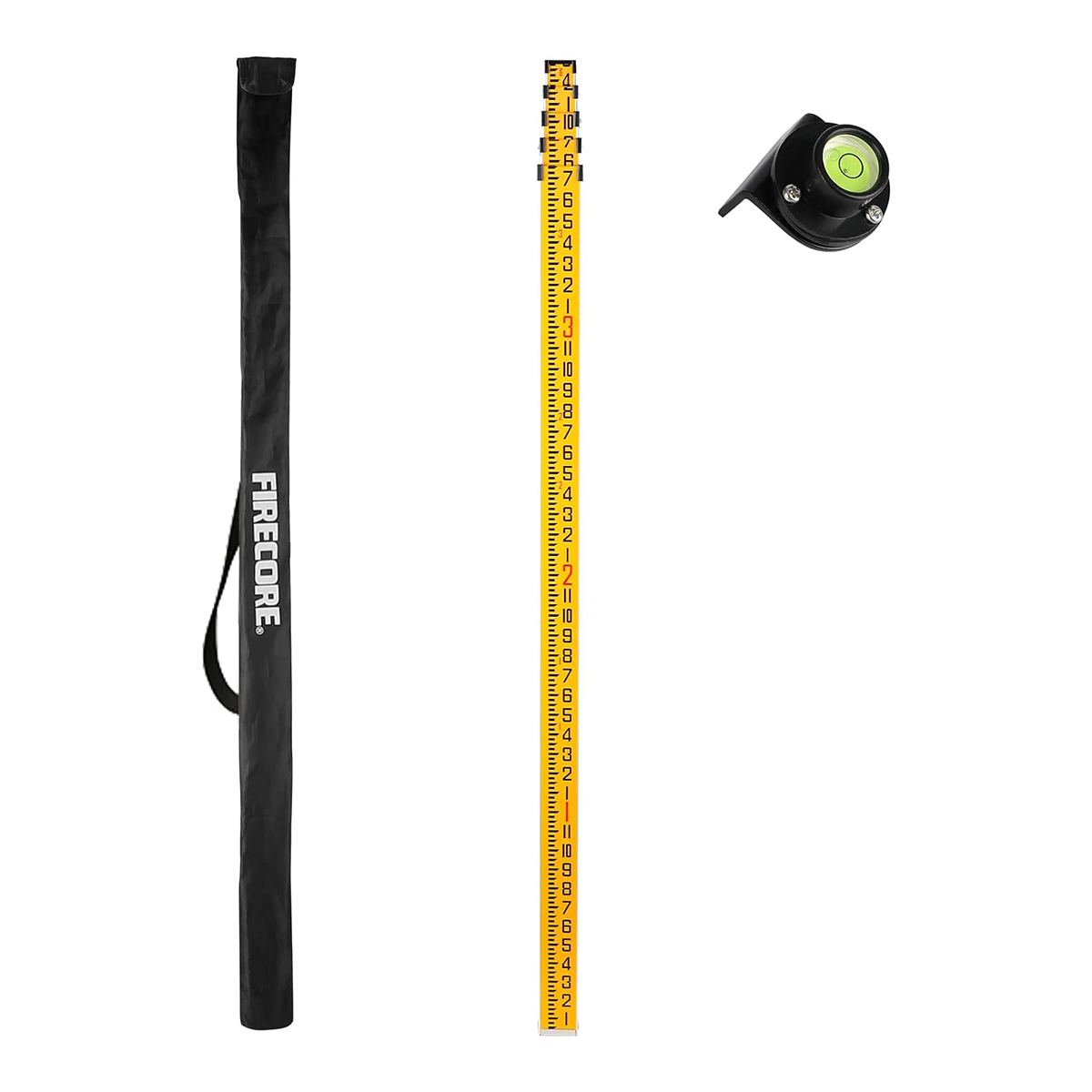 Firecore FLR500C-16-Foot Dual Sided Telescopic  Aluminum Grade Rod 10ths, 5 Sections with Bubble