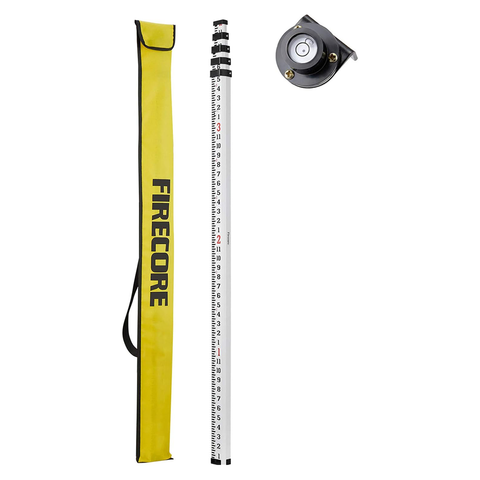 Firecore ‎FLR500B- 16-Foot Aluminum Telescopic Grade Rod 10ths, 3 Sections  with Bubble