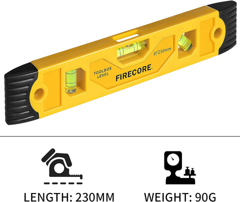 Firecore FSL928 -9-Inch Magnetic Torpedo Level  with 3 Bubble