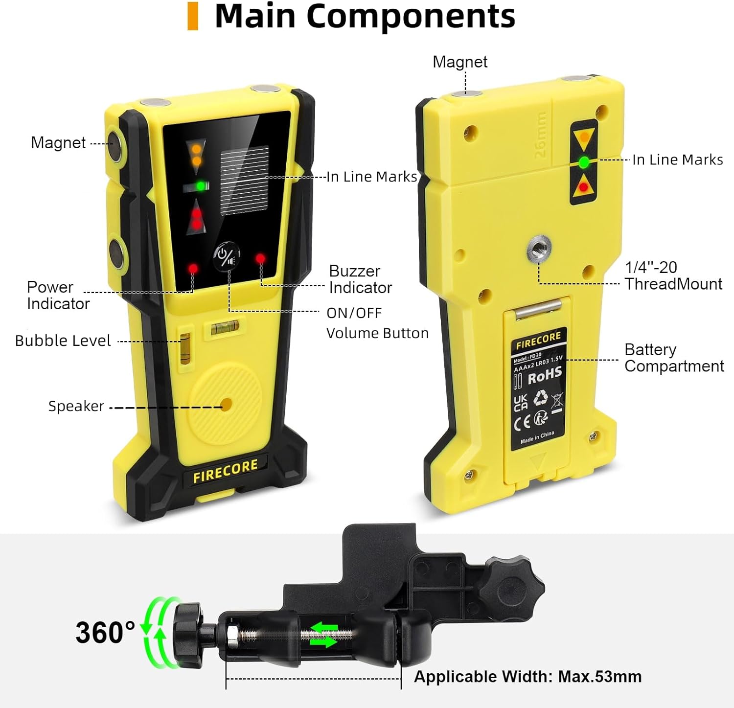 Firecore FD30 - Laser Detector/Line Laser Receiver | FIRECORE