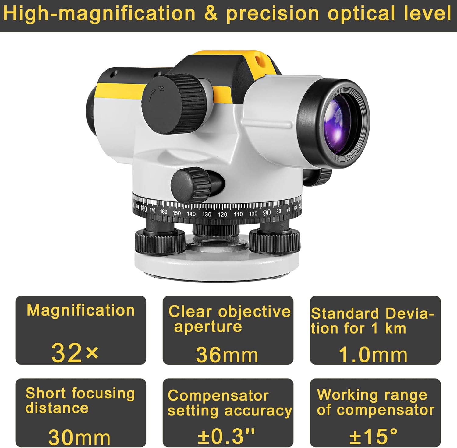 Niveau optique automatique Firecore FC32N-32X, outil de mesure de hauteur/distance/angle de haute précision 