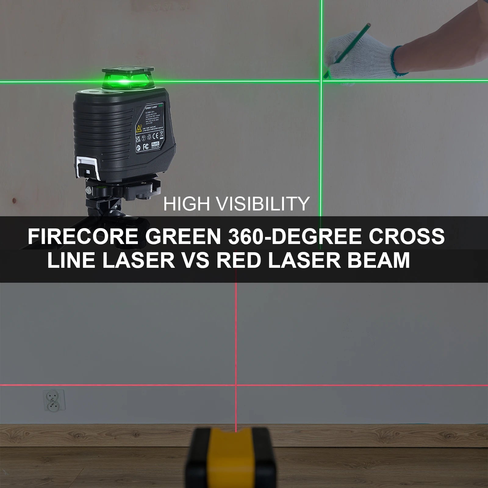 Firecore G30- Self-Leveling Green Beam Cross Line Laser Level