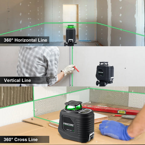 Firecore G30- Self-Leveling Green Beam Cross Line  Laser Level