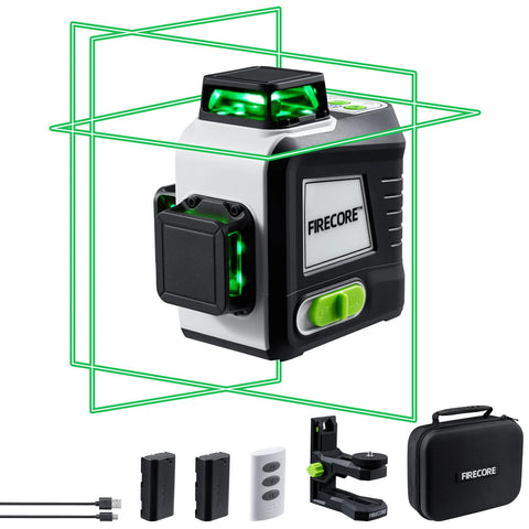 Firecore G50- 3D Green Beam Self- Leveling Laser Level with 2 Rechargable Battery