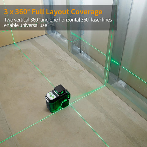 Firecore G50- 3D Green Beam Self- Leveling Laser Level with 2 Rechargable Battery