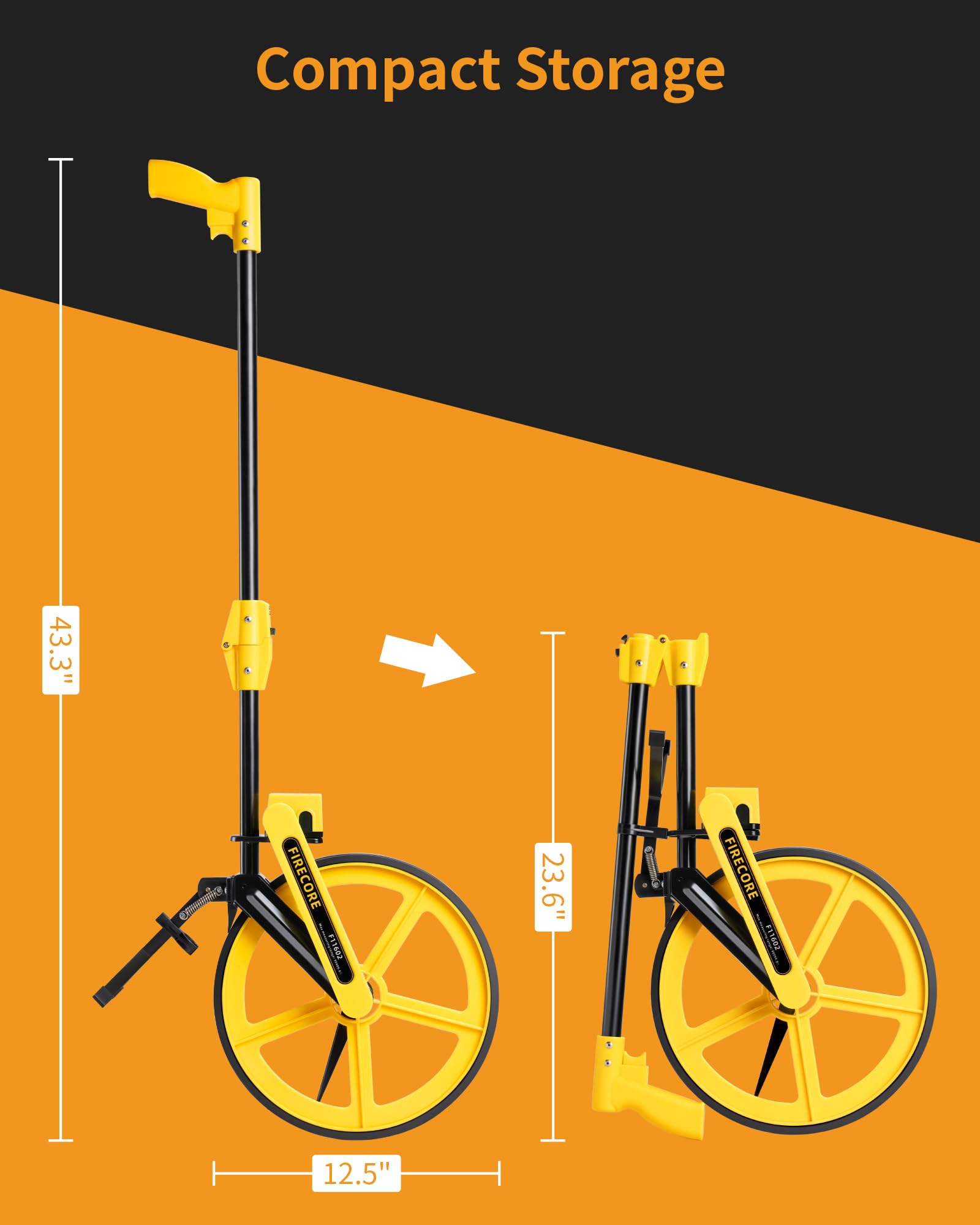 Firecore F11602 Manual Measuring Wheel Measurement Up to 0-99999ft