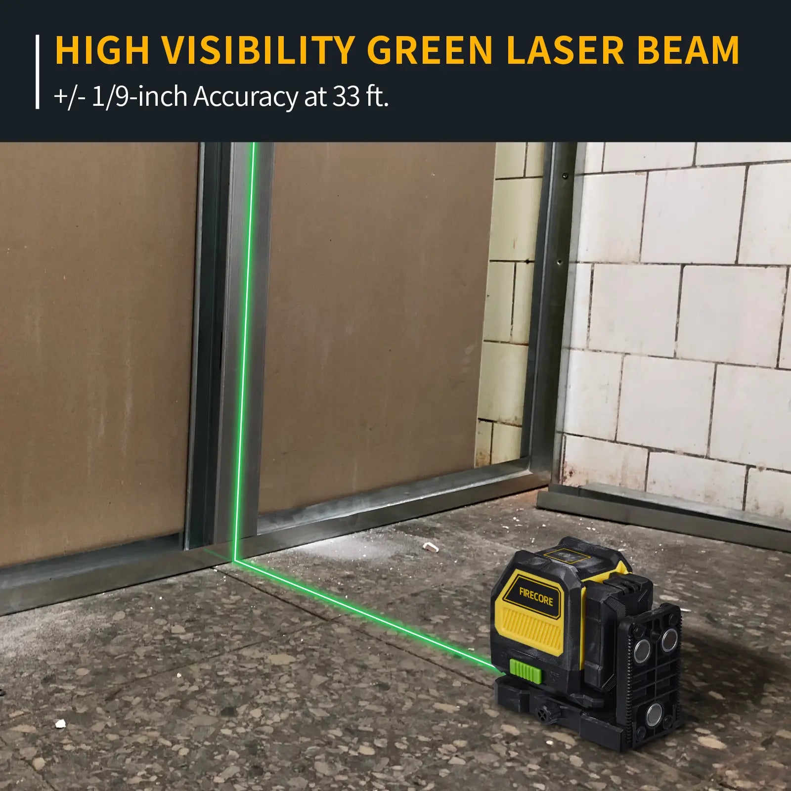 Firecore F114G- Professional Green Cross Line Laser Level