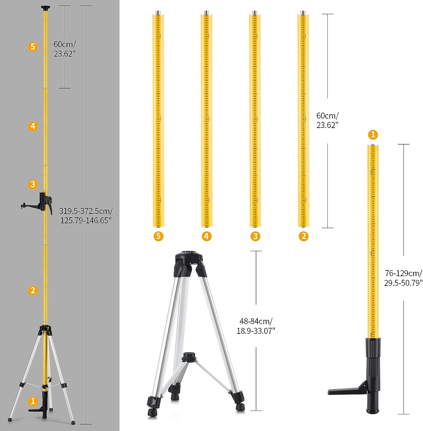 Firecore FLP370C- 12 Ft./3.7M  Laser Level Pole with Tripod