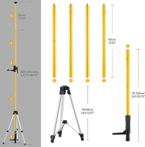 Firecore FLP370C- 12 Ft./3.7M  Laser Level Pole with Tripod